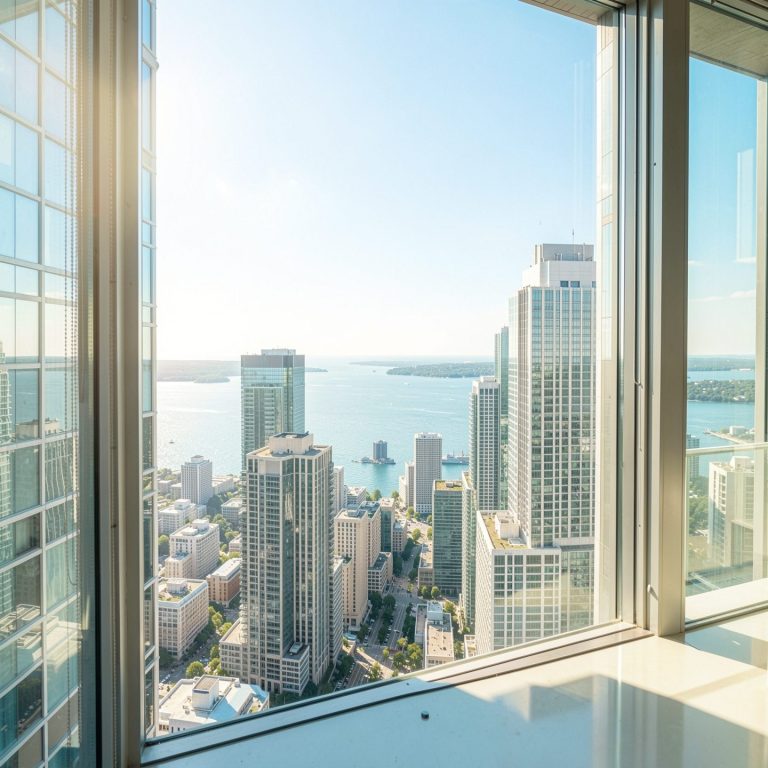 Provider Governance Blick aus einem Fenster auf Skyline mit großen Konzernen