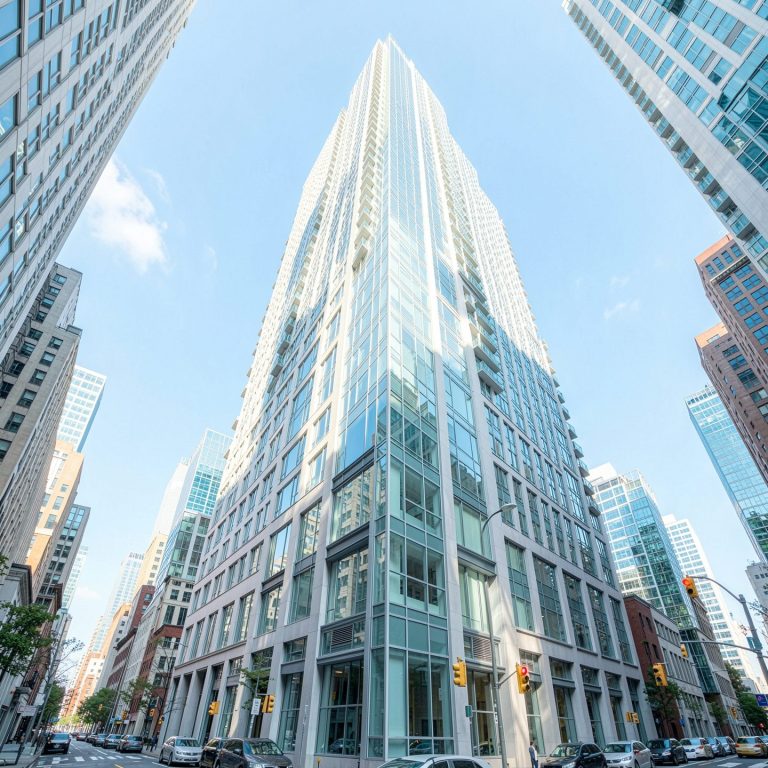 KI-Strategie Blick nach oben entlang eines Büro-Towers